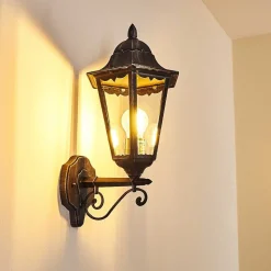 Applique Murale D'Exterieur Lignac Noir, Argente, 1 Lumiere