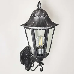 Applique Murale D'Exterieur Lignac Noir, Argente, 1 Lumiere