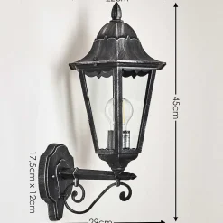 Applique Murale D'Exterieur Lignac Noir, Argente, 1 Lumiere