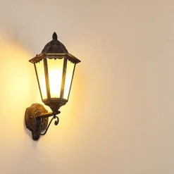 Applique Murale D'Exterieur Lignac Noir, Argente, 1 Lumiere