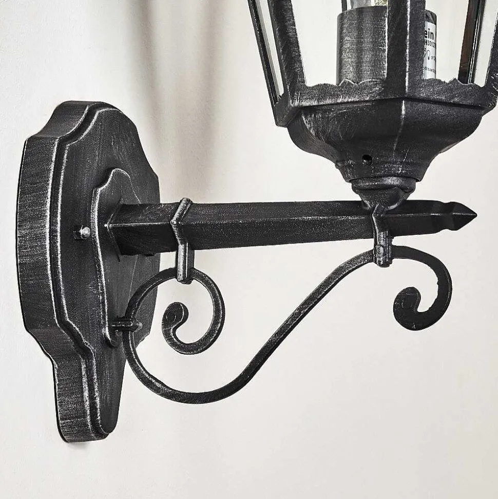 Applique Murale D'Exterieur Lignac Noir, Argente, 1 Lumiere