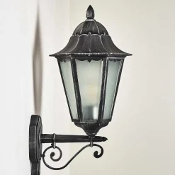 Applique Murale D'Exterieur Lignac Noir, Argente, 1 Lumiere