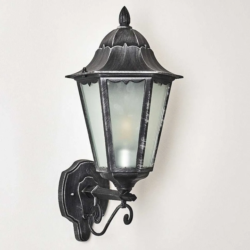 Applique Murale D'Exterieur Lignac Noir, Argente, 1 Lumiere