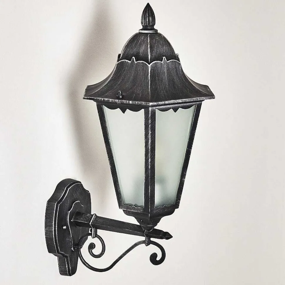 Applique Murale D'Exterieur Lignac Noir, Argente, 1 Lumiere