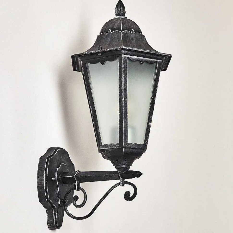 Applique Murale D'Exterieur Lignac Noir, Argente, 1 Lumiere