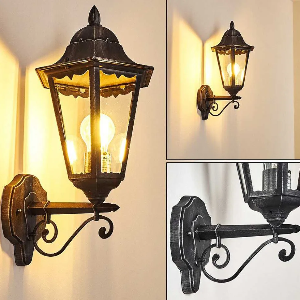 Applique Murale D'Exterieur Lignac Noir, Argente, 1 Lumiere