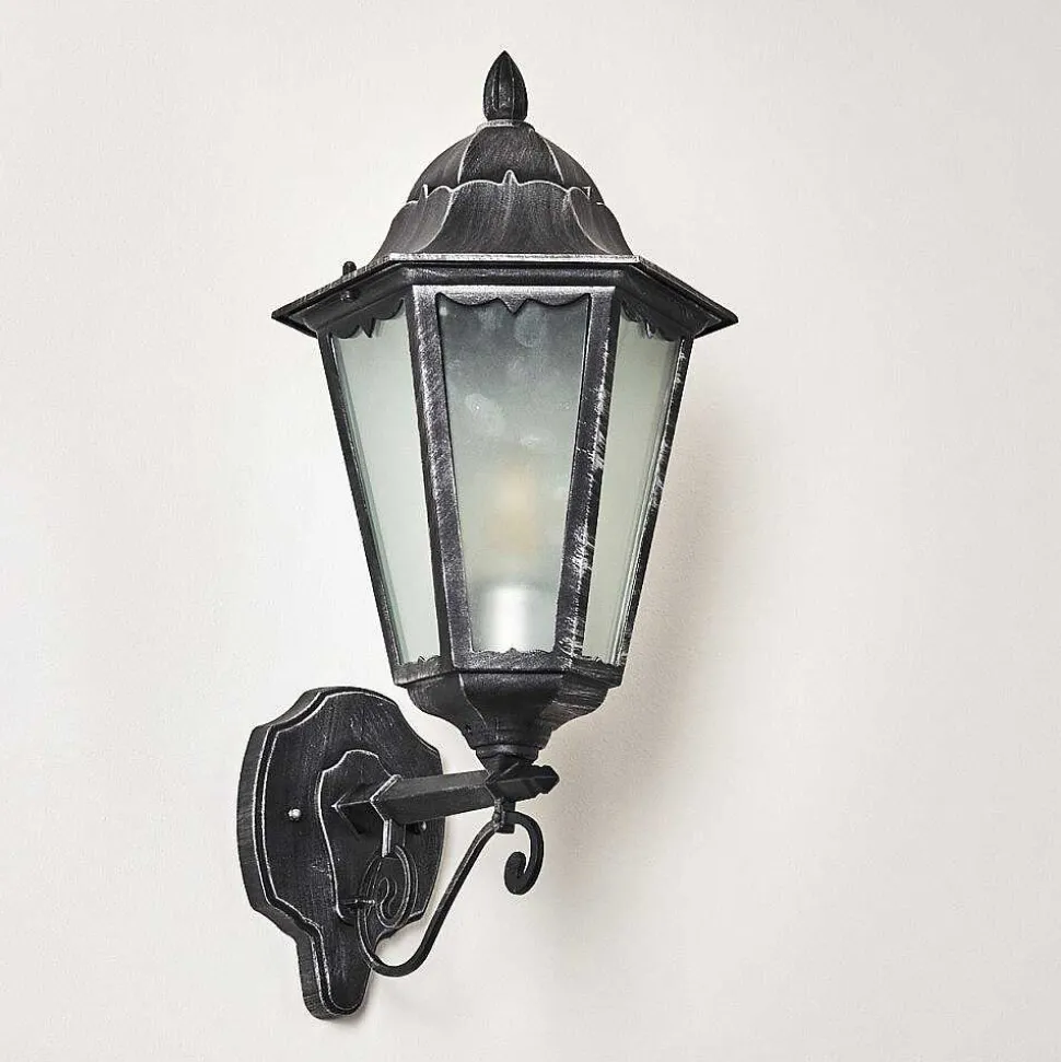 Applique Murale D'Exterieur Lignac Noir, Argente, 1 Lumiere