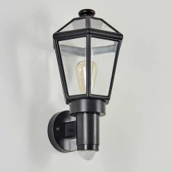 Applique Murale D'Exterieur Catigny Noir, 1 Lumiere, Detecteur De Mouvement