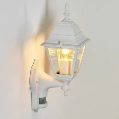 Applique Murale D'Exterieur Naofe Blanc, 1 Lumiere, Detecteur De Mouvement