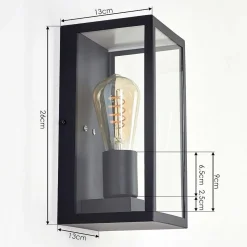 Applique Murale D'Exterieur Hamra Noir, 1 Lumiere