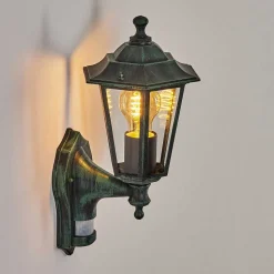 Applique Murale D'Exterieur Loria Vert, Noir, 1 Lumiere, Detecteur De Mouvement