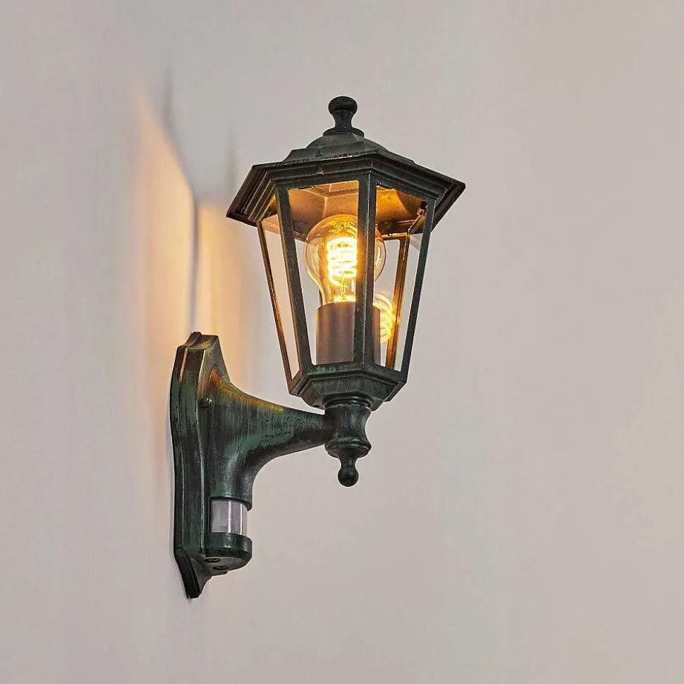 Applique Murale D'Exterieur Loria Vert, Noir, 1 Lumiere, Detecteur De Mouvement