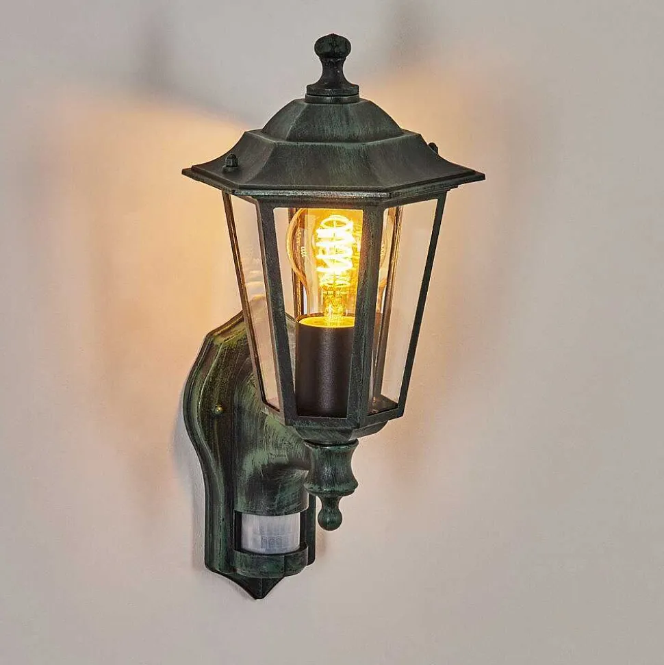 Applique Murale D'Exterieur Loria Vert, Noir, 1 Lumiere, Detecteur De Mouvement