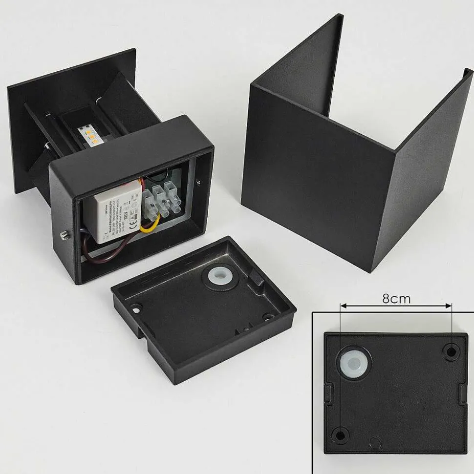 Applique Murale D'Exterieur Tamarin Led Noir, 2 Lumieres