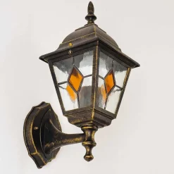 Applique Murale D'Exterieur Antibes Brun Dore, 1 Lumiere