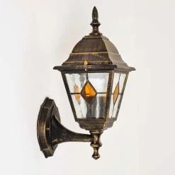 Applique Murale D'Exterieur Antibes Brun Dore, 1 Lumiere