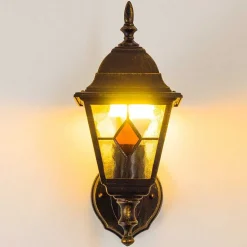 Applique Murale D'Exterieur Antibes Brun Dore, 1 Lumiere