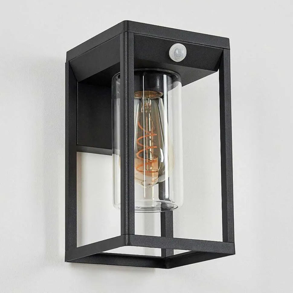 Applique Murale D'Exterieur Palanga Noir, 1 Lumiere, Detecteur De Mouvement