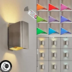 Applique Murale D'Exterieur Bafueiras Led Nickel Mat, Blanc, 1 Lumiere, Telecommandes, Changeur De Couleurs
