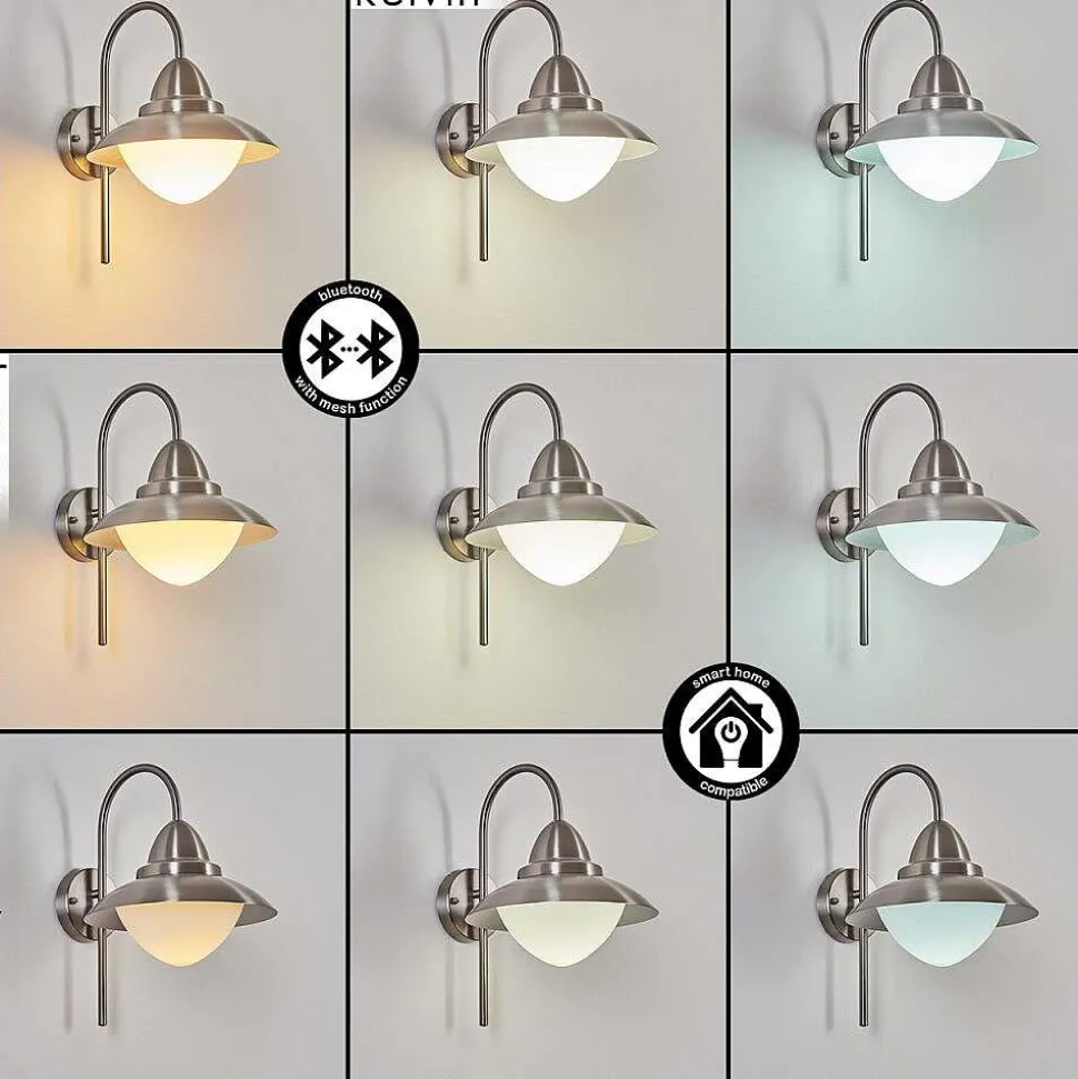 Applique Murale D'Exterieur Gielas Led Nickel Mat, 1 Lumiere