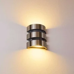 Applique Murale D'Exterieur Kolding Led Acier Inoxydable, Noir, 1 Lumiere, Detecteur De Mouvement