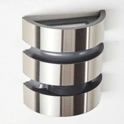 Applique Murale D'Exterieur Kolding Led Acier Inoxydable, Noir, 1 Lumiere, Detecteur De Mouvement