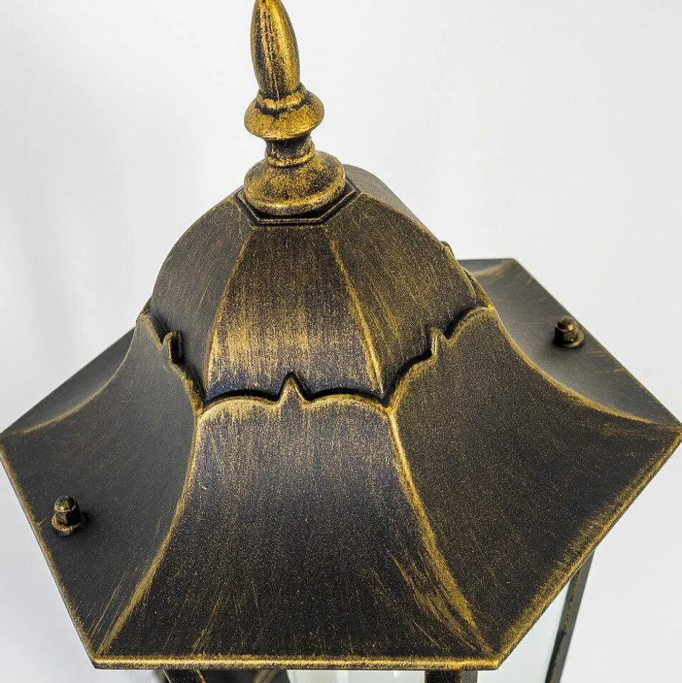 Applique Murale D'Exterieur Hongkong Brun Dore, 1 Lumiere, Detecteur De Mouvement