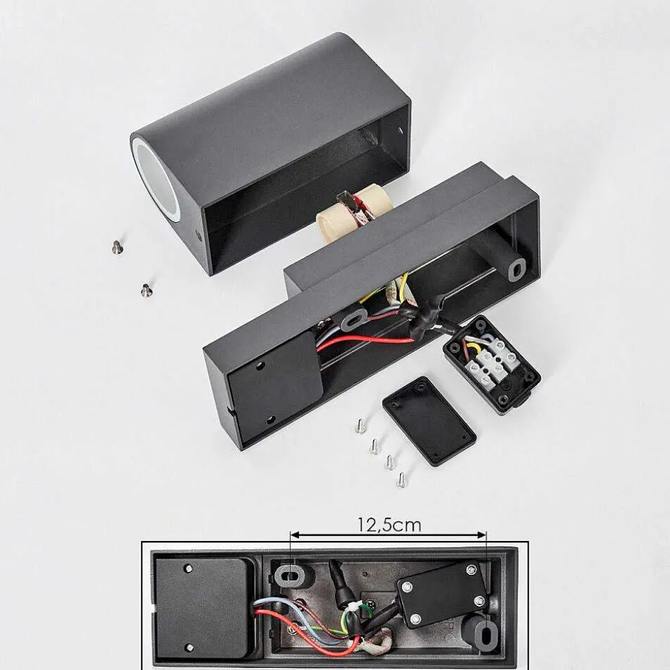 Applique Murale D'Exterieur Kingstown Anthracite, Transparent, 2 Lumieres, Detecteur De Mouvement