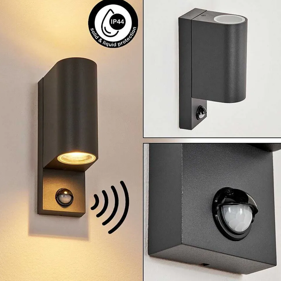 Applique Murale D'Exterieur Kingstown Anthracite, Transparent, 2 Lumieres, Detecteur De Mouvement