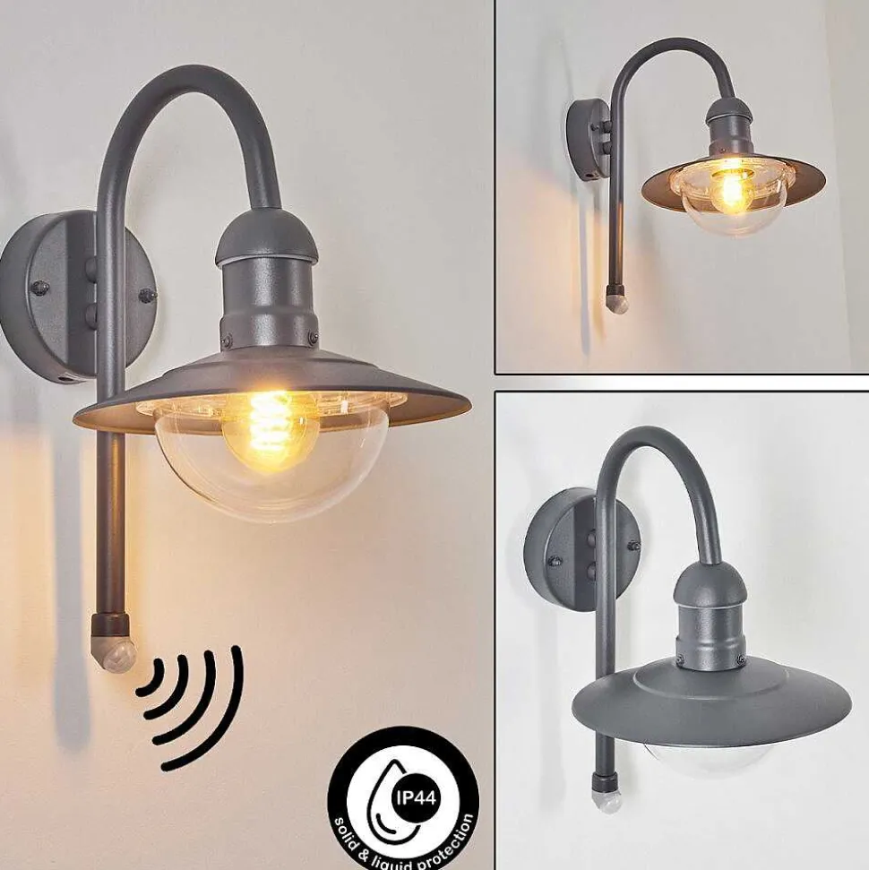 Applique Murale D'Exterieur Elima Anthracite, 1 Lumiere, Detecteur De Mouvement