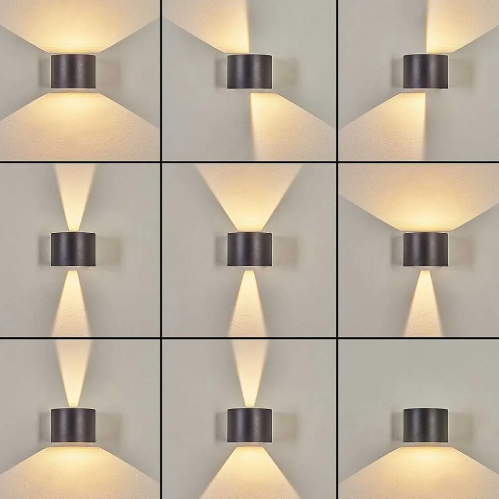 Applique Murale D'Exterieur Tamarin Led Noir, 2 Lumieres