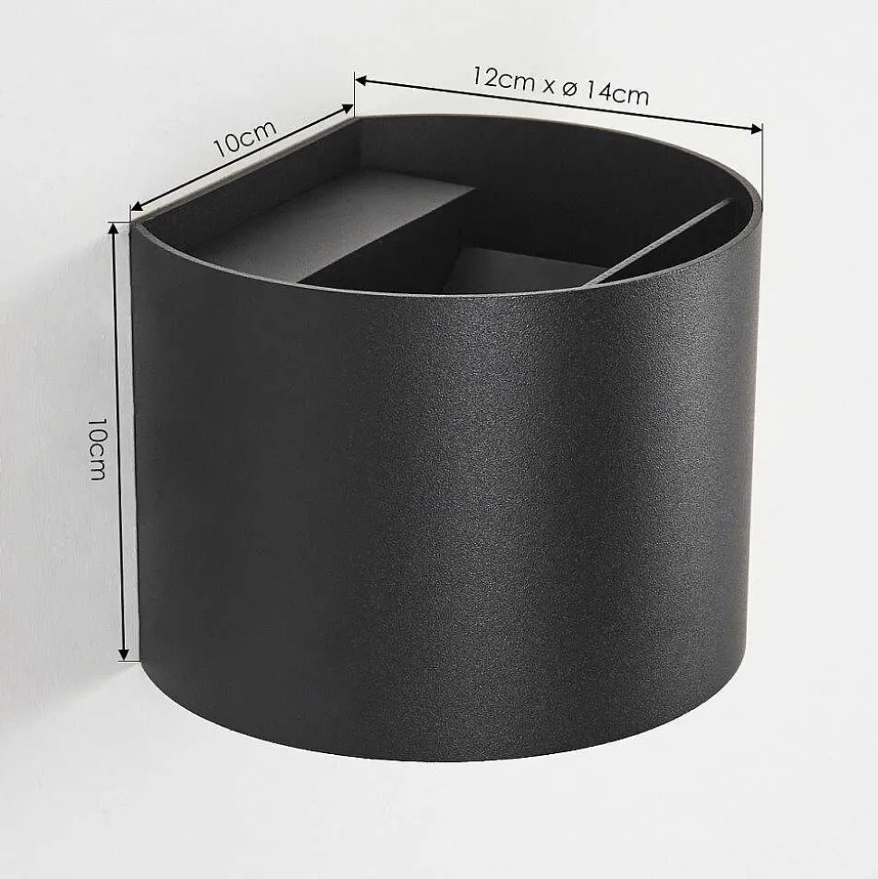 Applique Murale D'Exterieur Tamarin Led Noir, 2 Lumieres