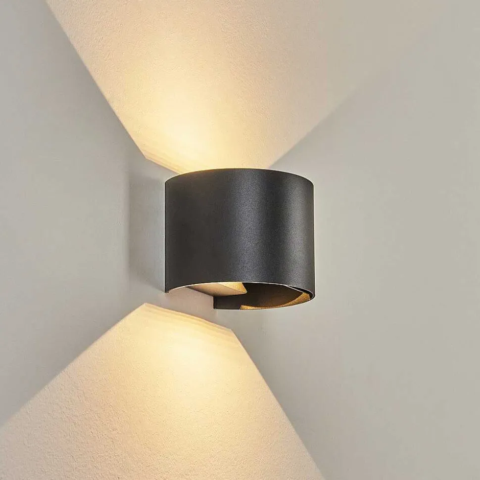 Applique Murale D'Exterieur Tamarin Led Noir, 2 Lumieres