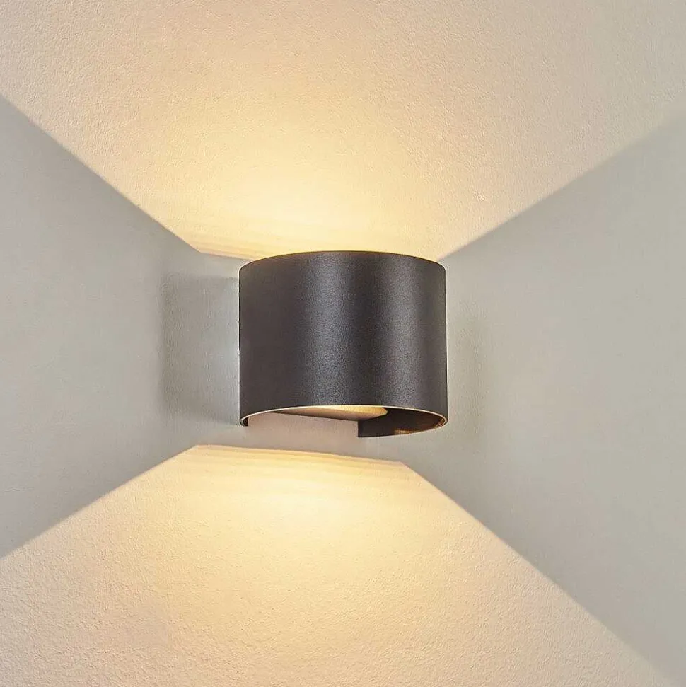 Applique Murale D'Exterieur Tamarin Led Noir, 2 Lumieres