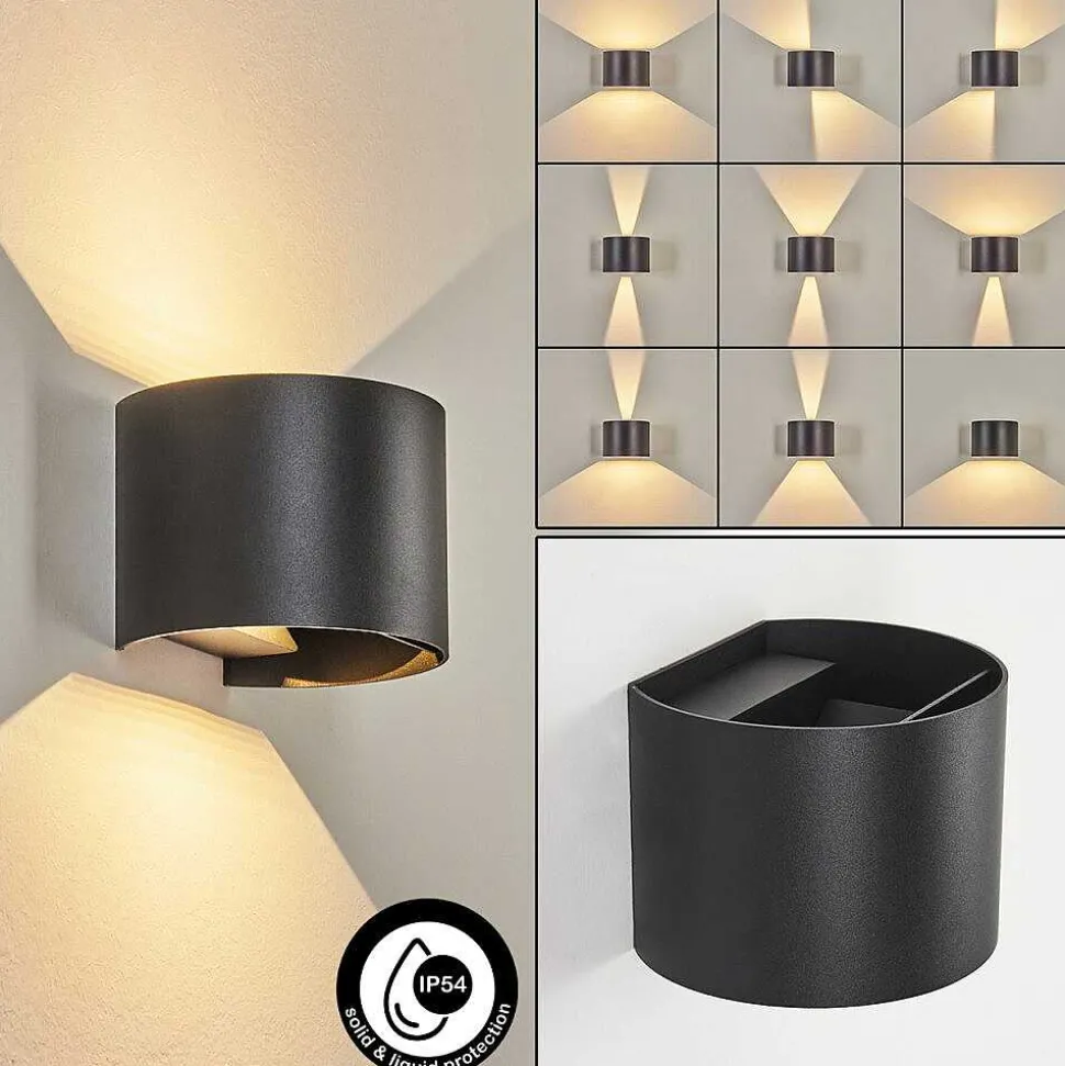 Applique Murale D'Exterieur Tamarin Led Noir, 2 Lumieres