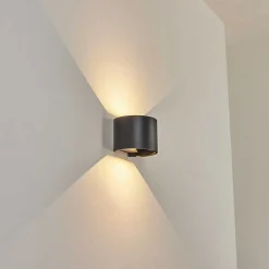 Applique Murale D'Exterieur Tamarin Led Noir, 2 Lumieres