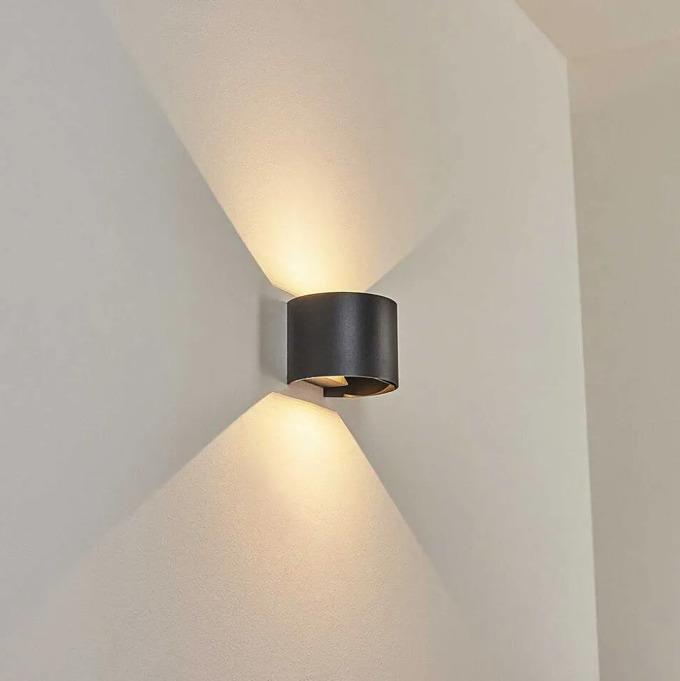 Applique Murale D'Exterieur Tamarin Led Noir, 2 Lumieres