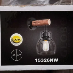 Applique Murale Gondo Bois Clair, Noir, 1 Lumiere