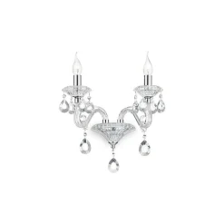 Applique Murale Ideal Lux Negresco Chrome, Aspect Cristal, 2 Lumieres