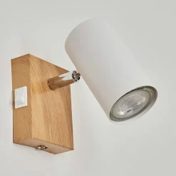 Applique Murale Javel Chrome, Couleur Bois, Ecru, 1 Lumiere