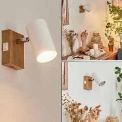 Applique Murale Javel Chrome, Couleur Bois, Ecru, 1 Lumiere