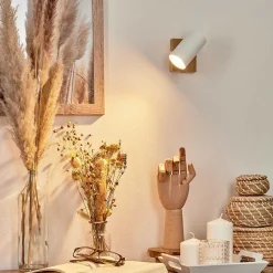 Applique Murale Javel Chrome, Couleur Bois, Ecru, 1 Lumiere