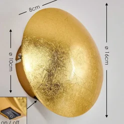 Applique Murale Mezia Or, 1 Lumiere