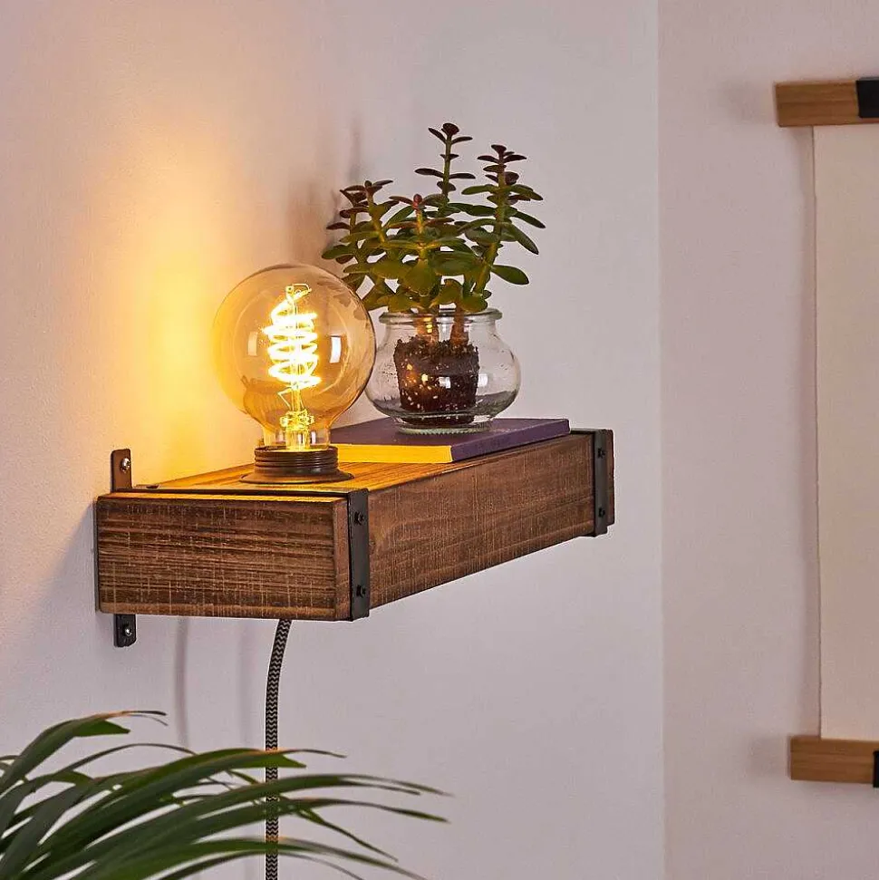 Applique Murale Montgomery Bois Fonce, Noir, 1 Lumiere