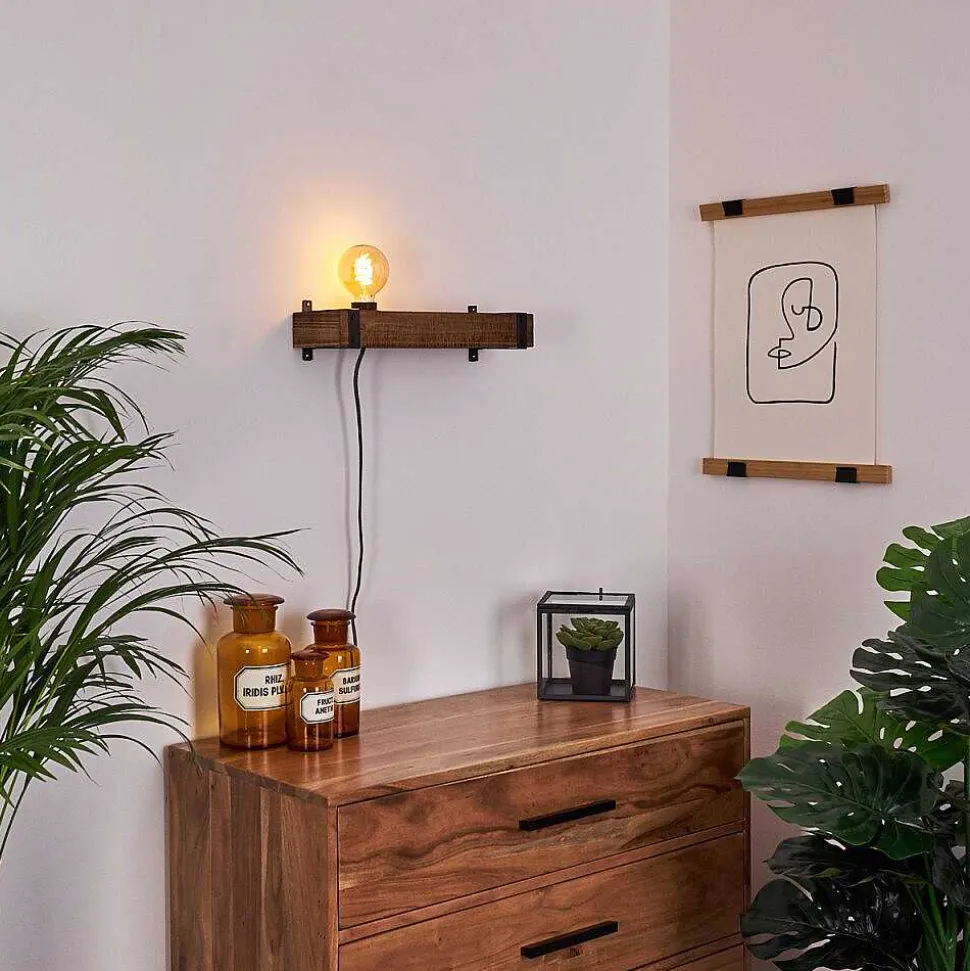 Applique Murale Montgomery Bois Fonce, Noir, 1 Lumiere