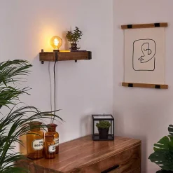 Applique Murale Montgomery Bois Fonce, Noir, 1 Lumiere