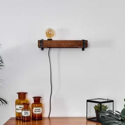 Applique Murale Montgomery Bois Fonce, Noir, 1 Lumiere