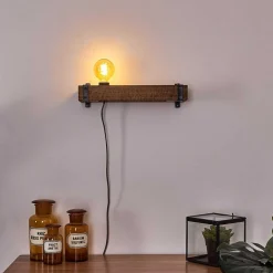 Applique Murale Montgomery Bois Fonce, Noir, 1 Lumiere