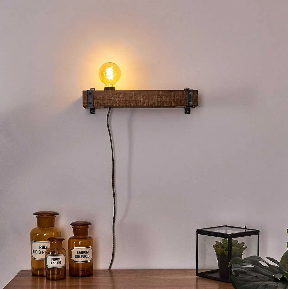 Applique Murale Montgomery Bois Fonce, Noir, 1 Lumiere