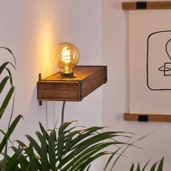 Applique Murale Montgomery Bois Fonce, Noir, 1 Lumiere